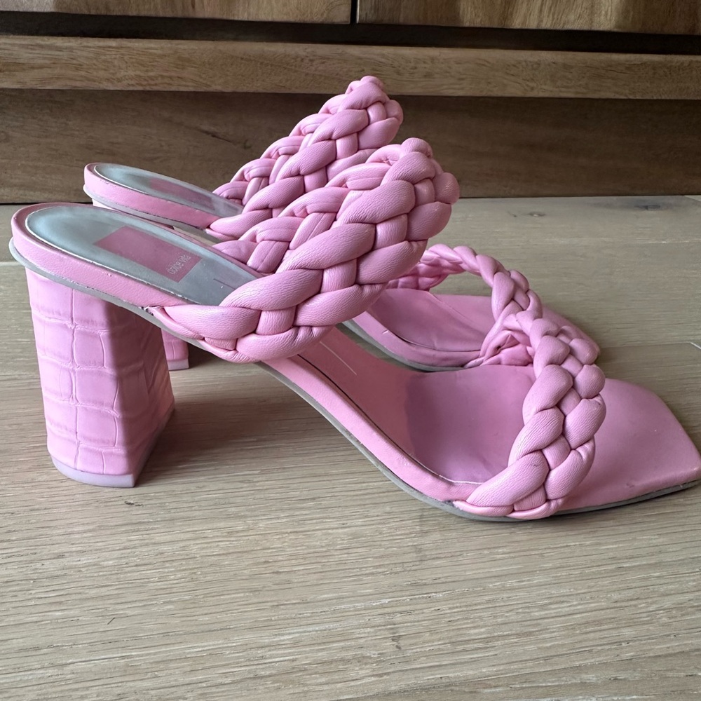 Dolce Vita Pink Braided Block Heel Sandals
